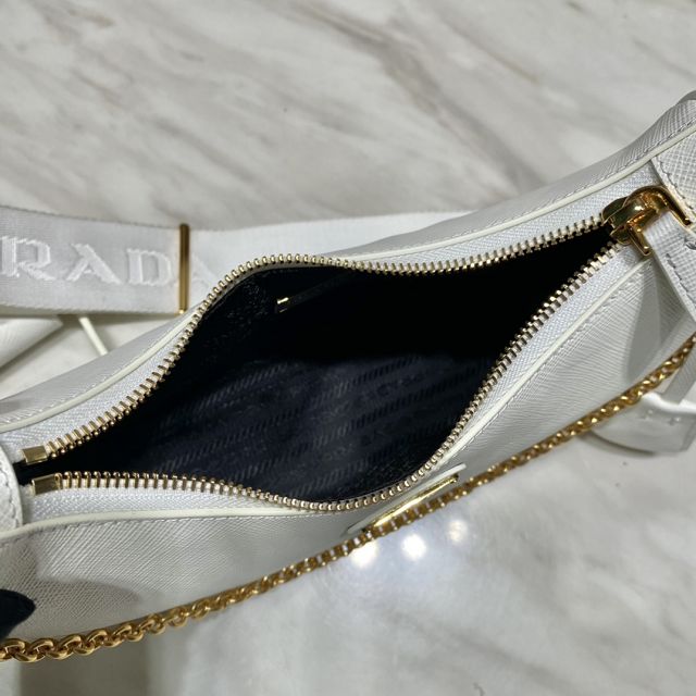 Prada original saffiano calfskin re-edition 2005 hobo bag 1BH204 white