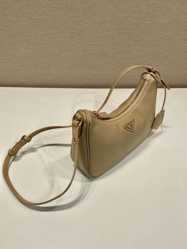 Prada original saffiano calfskin re-edition mini bag 1BC204 apricot