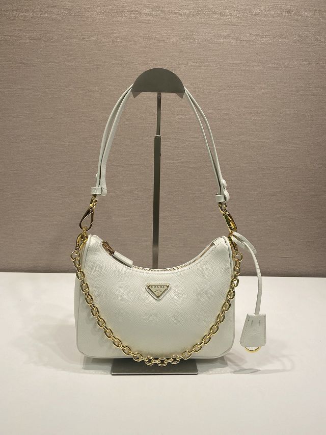 Prada original saffiano calfskin re-edition mini bag 1BC204 white