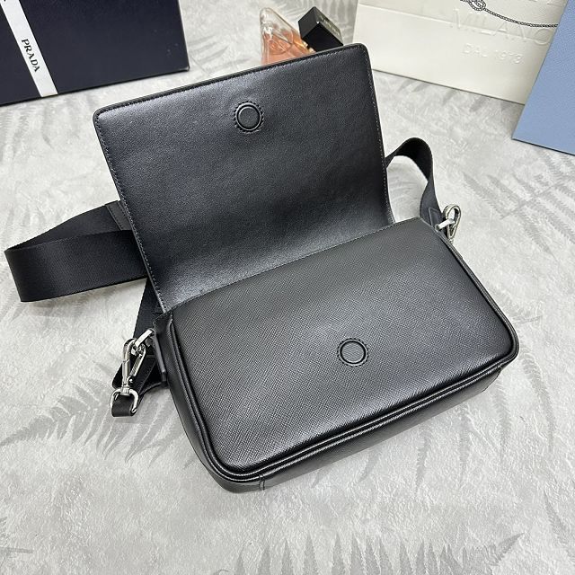 Prada original saffiano calfskin small shoulder bag 2VD059 black