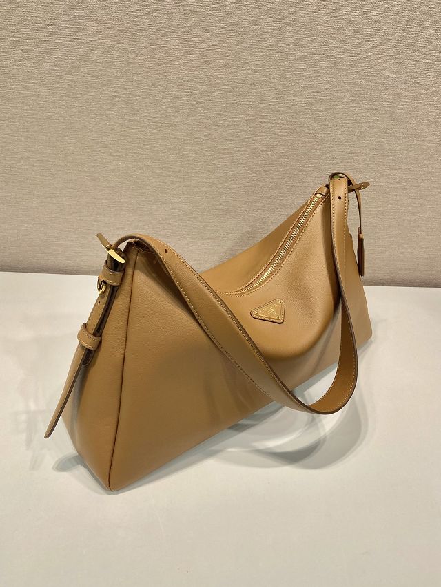 Prada original soft calfskin aimee large shoulder bag 1BC228 caramel