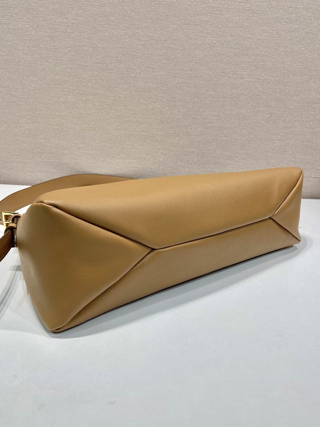 Prada original soft calfskin aimee large shoulder bag 1BC228 caramel