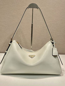 Prada original soft calfskin aimee large shoulder bag 1BC228 white