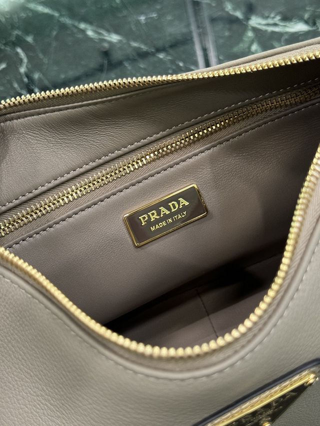 Prada original soft calfskin aimee medium shoulder bag 1BC229 grey