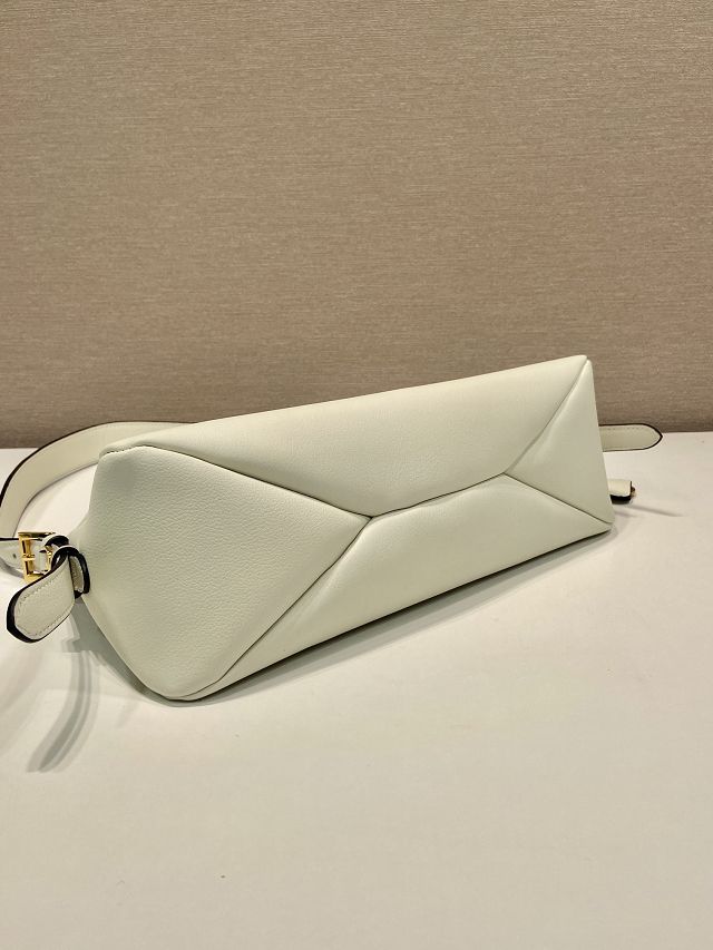 Prada original soft calfskin aimee medium shoulder bag 1BC229 white