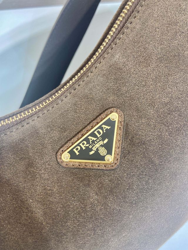 Prada original suede aimee medium shoulder bag 1BC229 brown