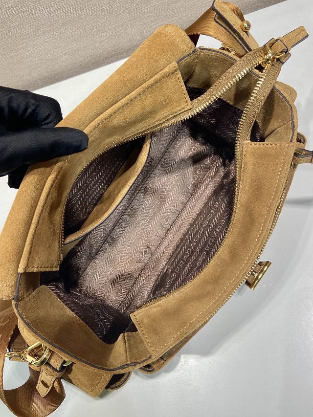 Prada original suede explore medium shoulder bag 1BD394 caramel