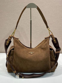 Prada original suede explore shoulder bag 1BC264 brown