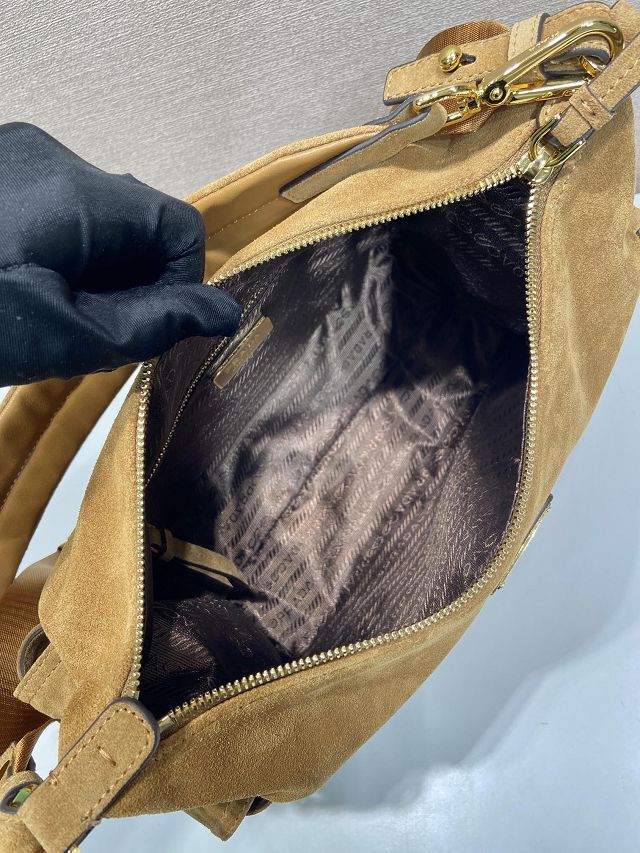 Prada original suede explore shoulder bag 1BC264 caramel