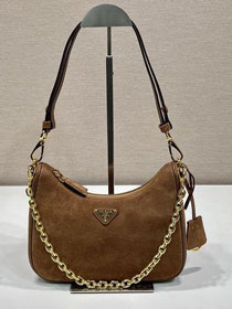 Prada original suede re-edition mini bag 1BC204 brown
