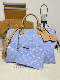 Louis vuitton original ostrich calfskin speedy P9 40 N85703 light blue
