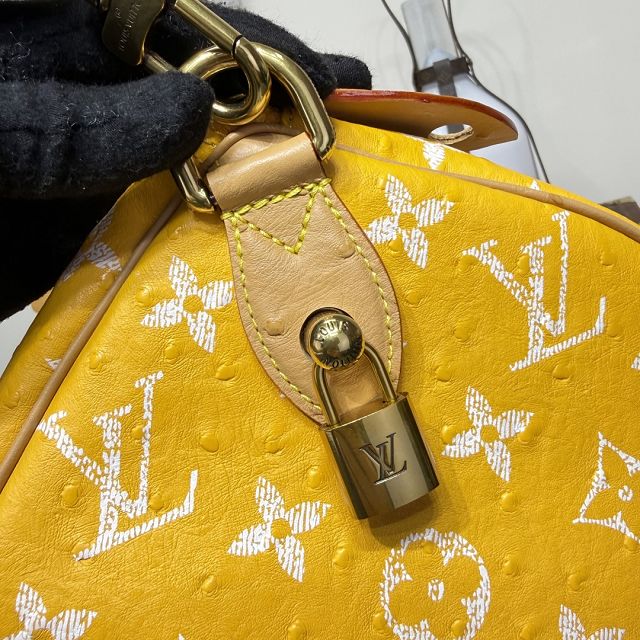 Louis vuitton original ostrich calfskin speedy P9 40 N85703 yellow