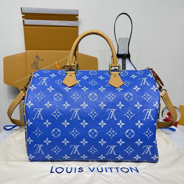 Louis vuitton original ostrich calfskin speedy P9 40 N87523 blue