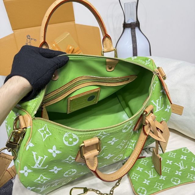 Louis vuitton original ostrich calfskin speedy P9 40 N87523 green