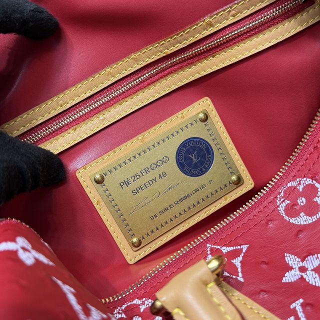 Louis vuitton original ostrich calfskin speedy P9 40 N87523 red