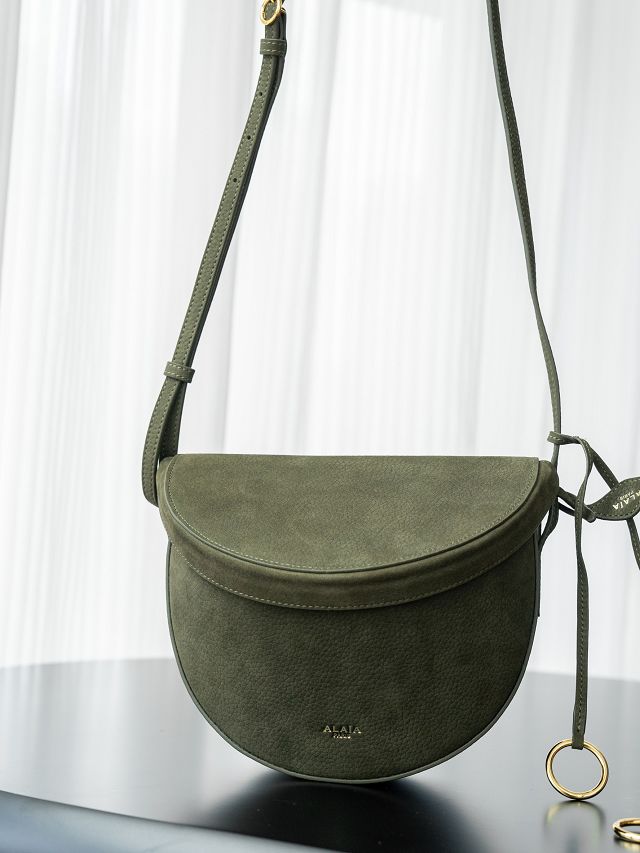 Alaia original nubuck calfskin hip bag AL0001 dark green