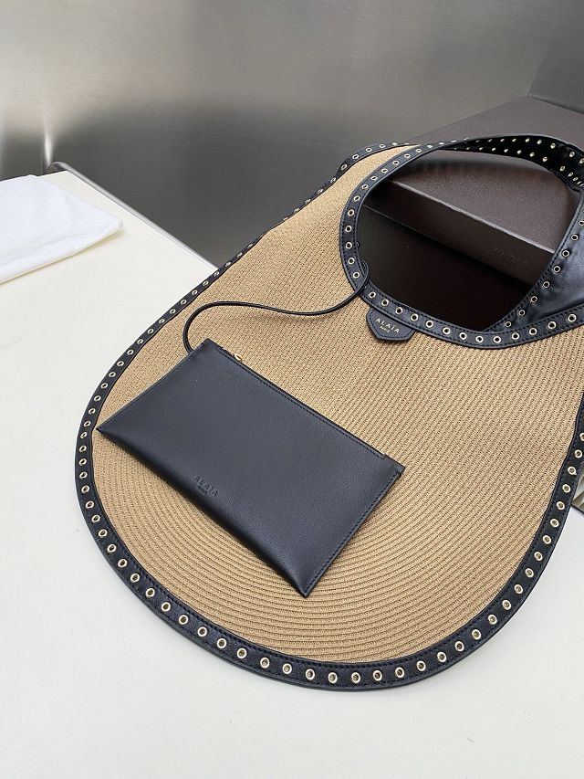 Alaia original raffia shoulder bag AL0009 beige