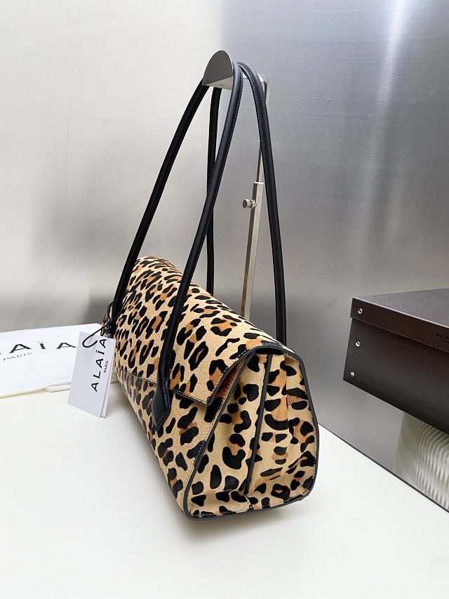 Alaia original leopard haircalf teckel flap bag AL0014 brown