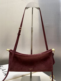 Alaia original nubuck calfskin le click east west small flap bag AL0021 bordeaux
