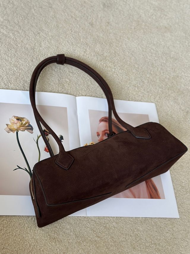 Alaia original nubuck calfskin le teckel medium bag AL0024 dark brown