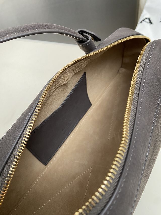 Alaia original nubuck calfskin le teckel medium bag AL0024 grey