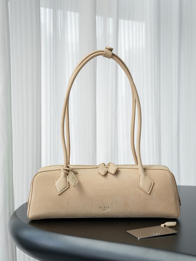 Alaia original nubuck calfskin le teckel medium bag AL0024 light apricot