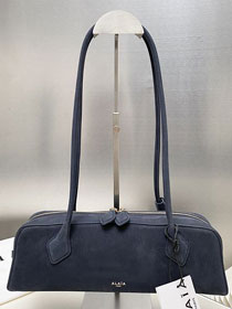 Alaia original nubuck calfskin le teckel medium bag AL0024 navy blue