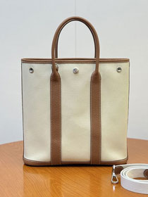Hermes original canvas garden file 28 tote bg HG0028 brown&white