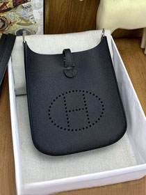 Hermes original epsom leather mini evelyne tpm 17 shoulder bag E17 black