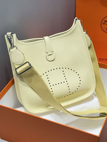 Hermes original togo leather evelyne pm shoulder bag E29 jaune milton 
