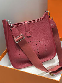 Hermes original togo leather evelyne pm shoulder bag E29 ruby
