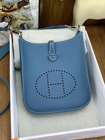 Hermes original togo leather mini evelyne tpm 17 shoulder bag E17 blue jean