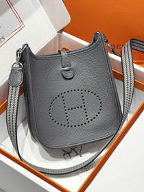 Hermes original togo leather mini evelyne tpm 17 shoulder bag E17 graphite