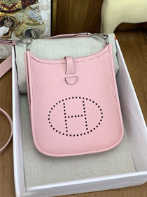 Hermes original togo leather mini evelyne tpm 17 shoulder bag E17 rose sakura 