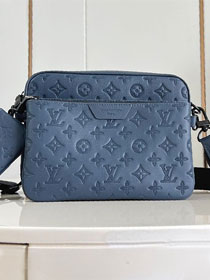 Louis vuitton original calfskin trio messenger bag M27925 dark blue
