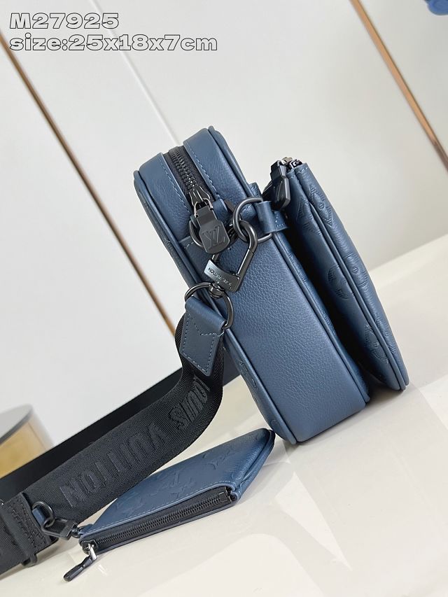 Louis vuitton original calfskin trio messenger bag M27925 dark blue