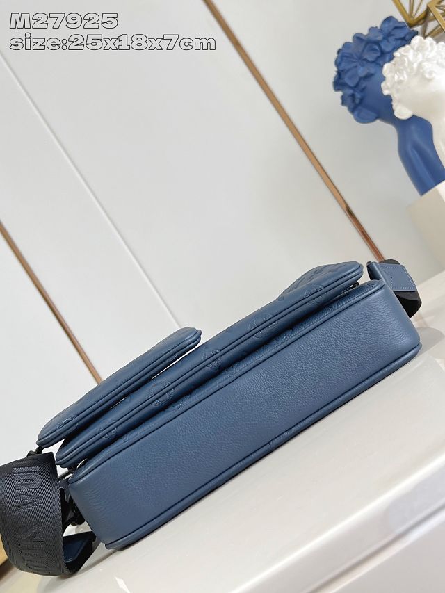 Louis vuitton original calfskin trio messenger bag M27925 dark blue