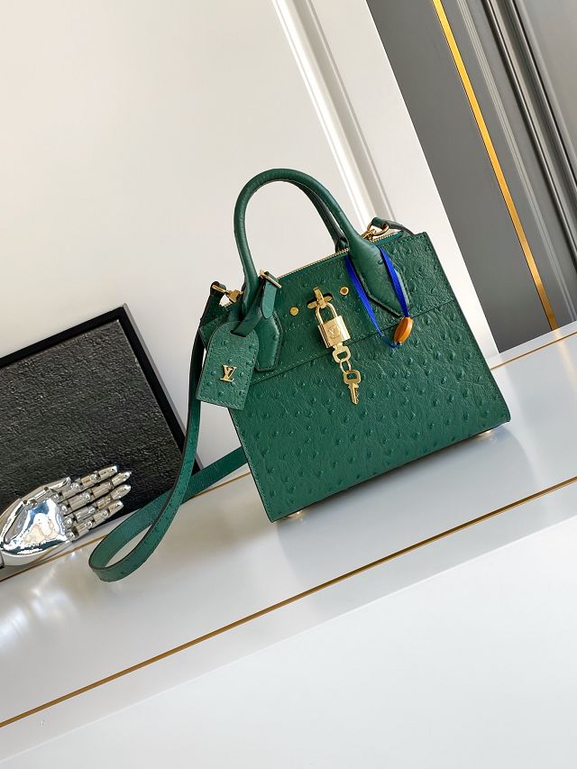 Louis vuitton original ostrich calfskin city steamer mini bag M85454 green