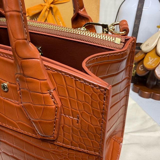 Louis vuitton original crocodile calfskin city steamer mini bag M95846 brown