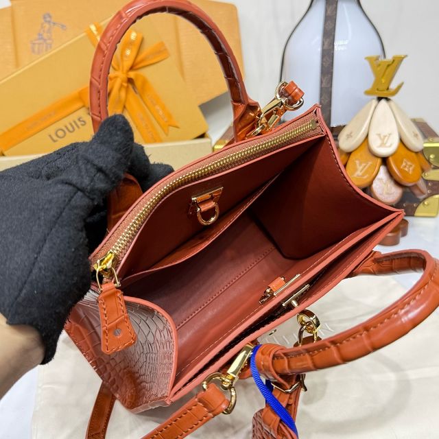 Louis vuitton original crocodile calfskin city steamer mini bag M95846 brown