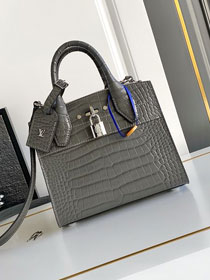 Louis vuitton original crocodile calfskin city steamer mini bag M95846 grey