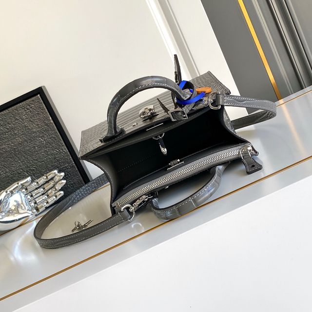 Louis vuitton original crocodile calfskin city steamer mini bag M95846 grey