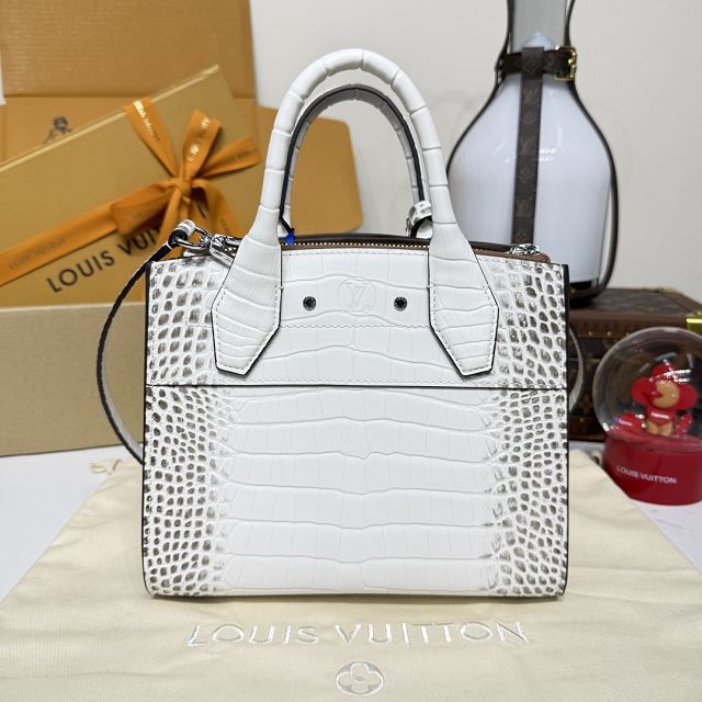 Louis vuitton original crocodile calfskin city steamer mini bag M95846 white