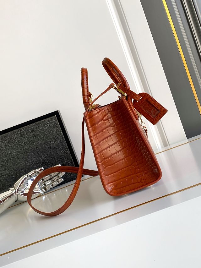 Louis vuitton original crocodile calfskin city steamer mm bag M84672 brown