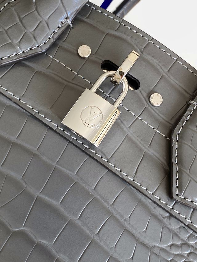 Louis vuitton original crocodile calfskin city steamer mm bag M84672 grey
