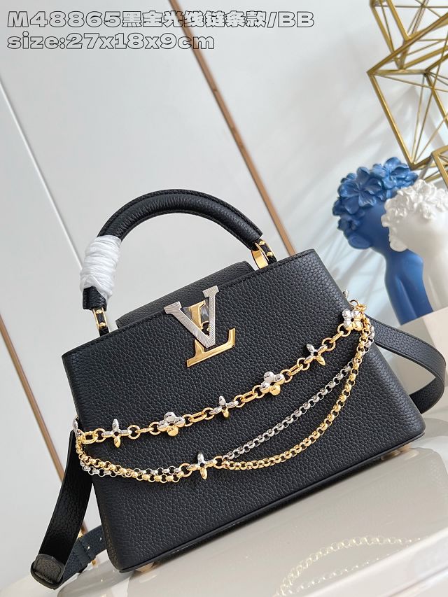 Louis vuitton original calfskin capucines BB handbag M26814 black