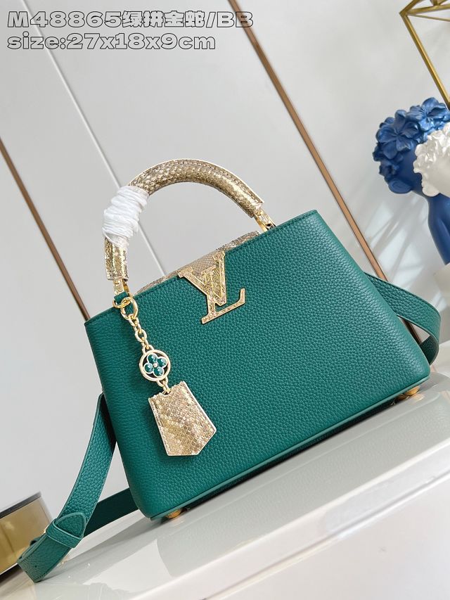 Louis vuitton original calfskin capucines BB handbag N89369 green