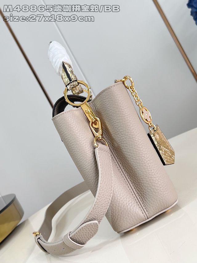 Louis vuitton original calfskin capucines BB handbag N89369 grey