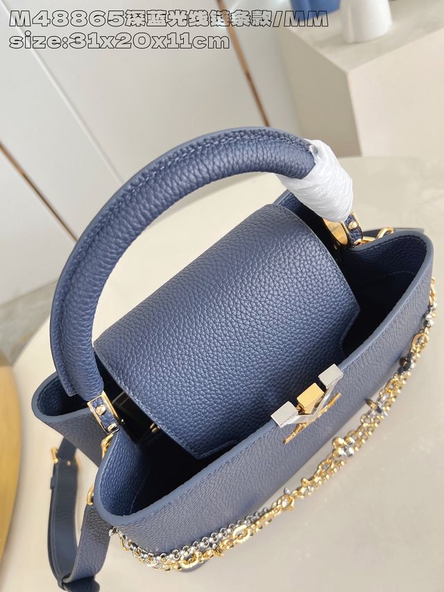 Louis vuitton original calfskin capucines MM handbag M27035 blue