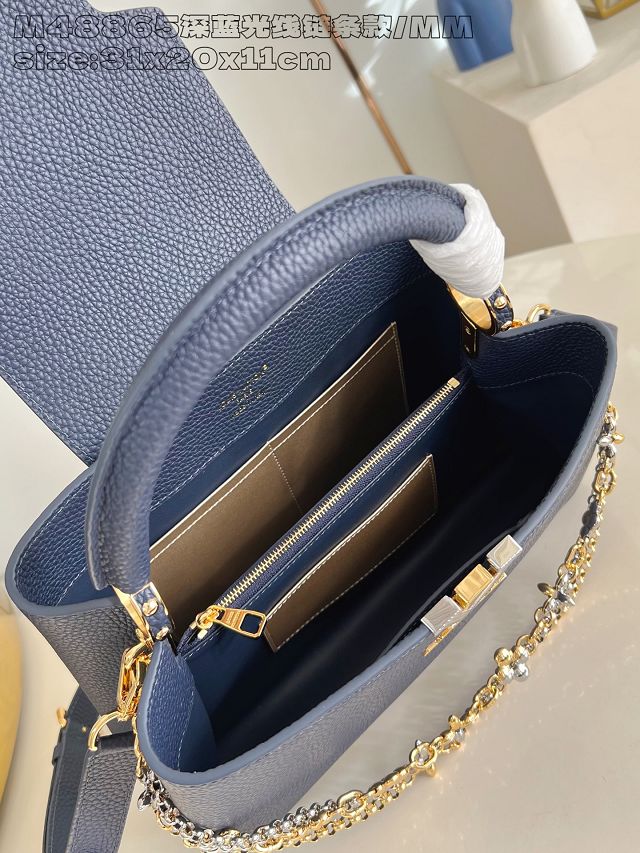 Louis vuitton original calfskin capucines MM handbag M27035 blue